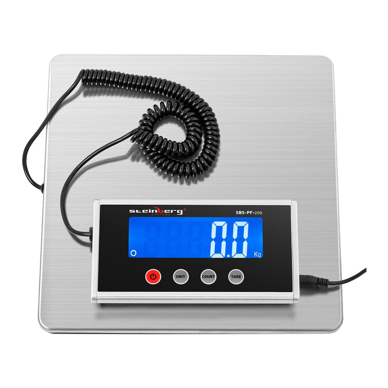 Platforminės pašto svarstyklės siuntoms 275x275mm maitinimas + baterijos 200kg / 100g