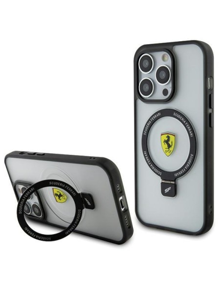 Ferrari Ring Stand 2023 Collection MagSafe dėklas, skirtas iPhone 15 Pro Max - skaidrus Ferrari Ring Stand 2023 Collection MagSafe dėklas, skirtas iPhone 15 Pro Max - skaidrus
