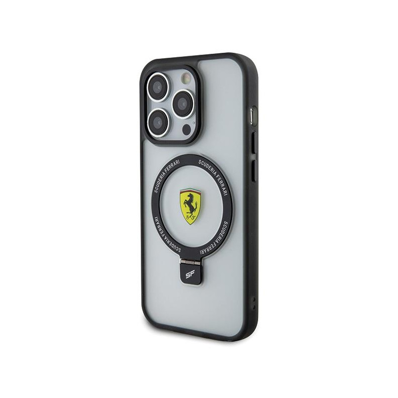 Ferrari Ring Stand 2023 Collection MagSafe dėklas, skirtas iPhone 15 Pro Max - skaidrus