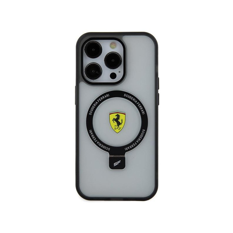 Ferrari Ring Stand 2023 Collection MagSafe dėklas, skirtas iPhone 15 Pro Max - skaidrus