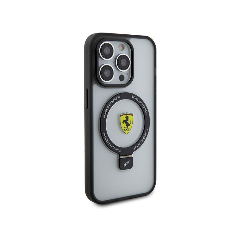 Ferrari Ring Stand 2023 Collection MagSafe dėklas, skirtas iPhone 15 Pro Max - skaidrus