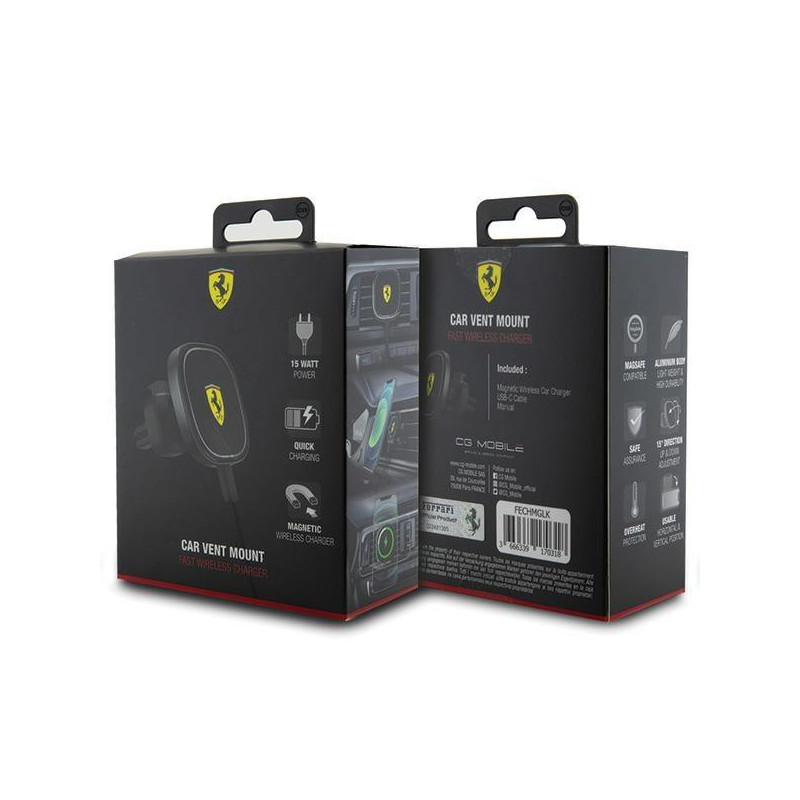 Ferrari 2023 Collection MagSafe 15W indukcinis automobilinis įkroviklis orlaidei - juodas