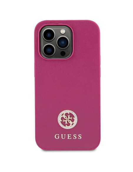 Guess Strass Metal Logo dėklas, skirtas iPhone 15 Pro - rožinis Guess Strass Metal Logo dėklas, skirtas iPhone 15 Pro - rožinis