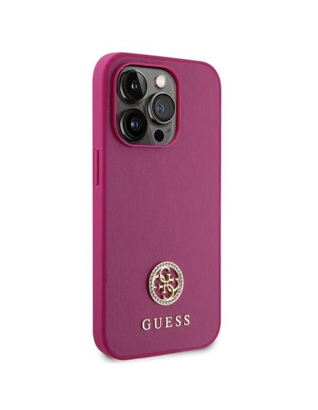 Guess Strass Metal Logo dėklas, skirtas iPhone 15 Pro - rožinis Guess Strass Metal Logo dėklas, skirtas iPhone 15 Pro - rožinis