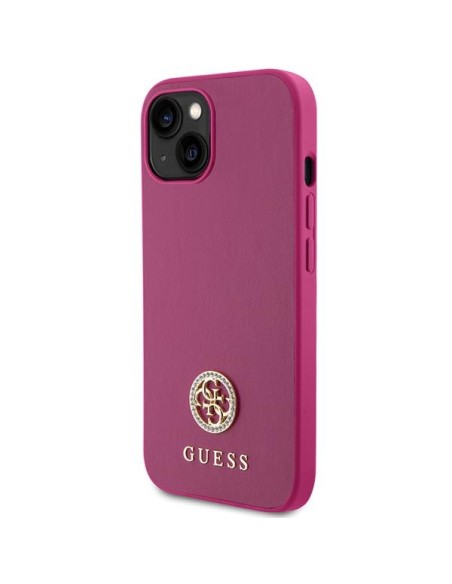 Guess Strass Metal Logo dėklas, skirtas iPhone 15 - rožinis Guess Strass Metal Logo dėklas, skirtas iPhone 15 - rožinis
