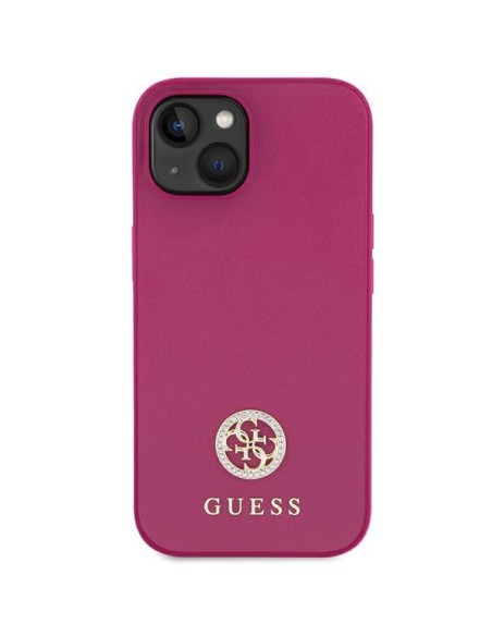 Guess Strass Metal Logo dėklas, skirtas iPhone 15 - rožinis Guess Strass Metal Logo dėklas, skirtas iPhone 15 - rožinis
