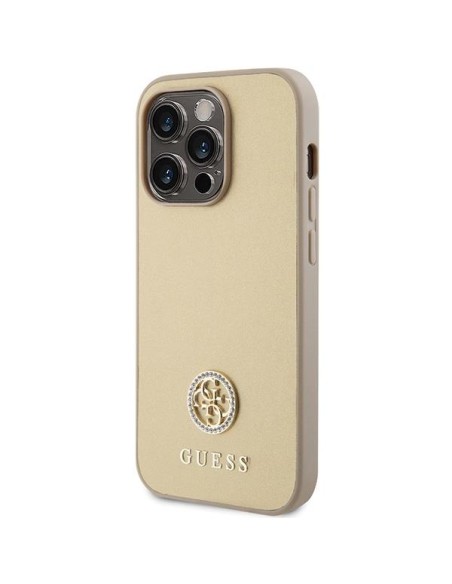Guess Strass Metal Logo dėklas, skirtas iPhone 15 Pro Max - auksinis