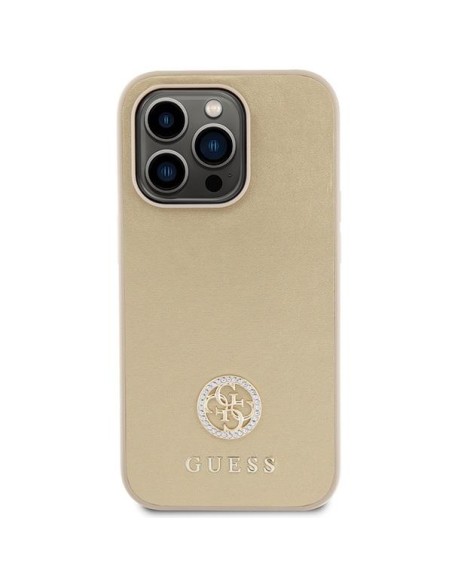 Guess Strass Metal Logo dėklas, skirtas iPhone 15 Pro Max - auksinis