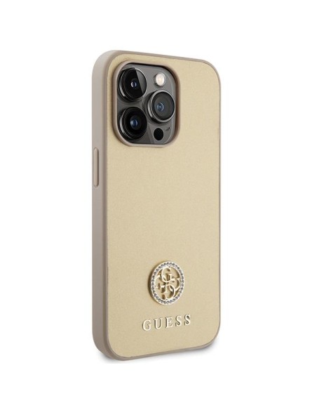 Guess Strass Metal Logo dėklas, skirtas iPhone 15 Pro Max - auksinis