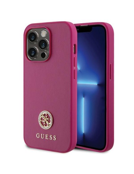 Guess Strass Metal Logo dėklas, skirtas iPhone 15 Pro Max - rožinis Guess Strass Metal Logo dėklas, skirtas iPhone 15 Pro Max - rožinis