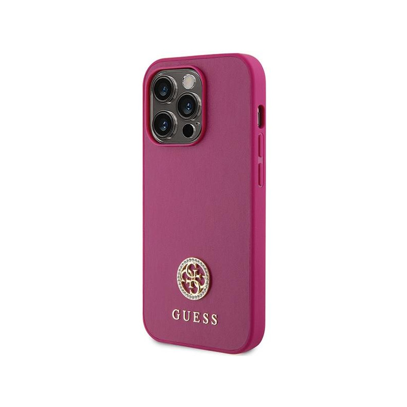 Guess Strass Metal Logo dėklas, skirtas iPhone 15 Pro Max - rožinis