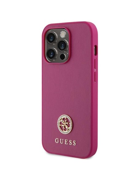 Guess Strass Metal Logo dėklas, skirtas iPhone 15 Pro Max - rožinis Guess Strass Metal Logo dėklas, skirtas iPhone 15 Pro Max - rožinis
