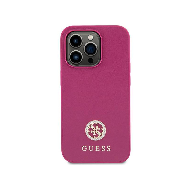 Guess Strass Metal Logo dėklas, skirtas iPhone 15 Pro Max - rožinis