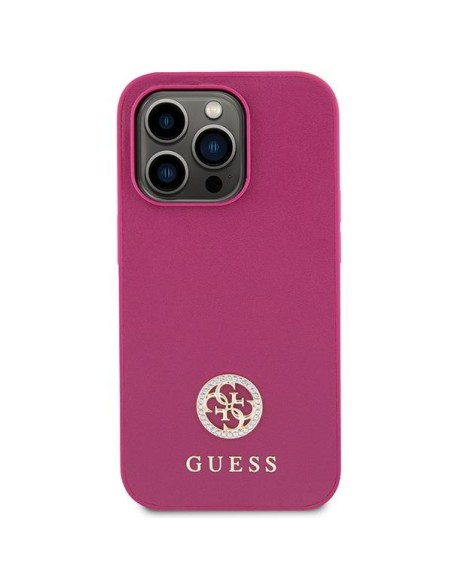 Guess Strass Metal Logo dėklas, skirtas iPhone 15 Pro Max - rožinis Guess Strass Metal Logo dėklas, skirtas iPhone 15 Pro Max - rožinis