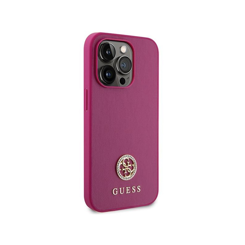 Guess Strass Metal Logo dėklas, skirtas iPhone 15 Pro Max - rožinis