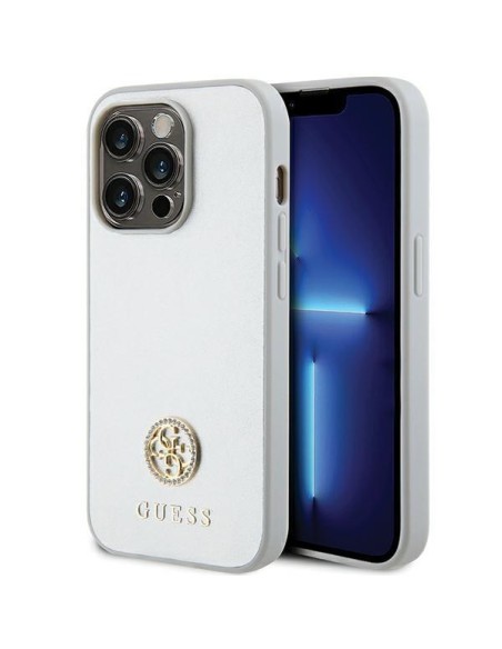 Guess Strass Metal Logo dėklas, skirtas iPhone 15 Pro Max - sidabrinis Guess Strass Metal Logo dėklas, skirtas iPhone 15 Pro Max - sidabrinis