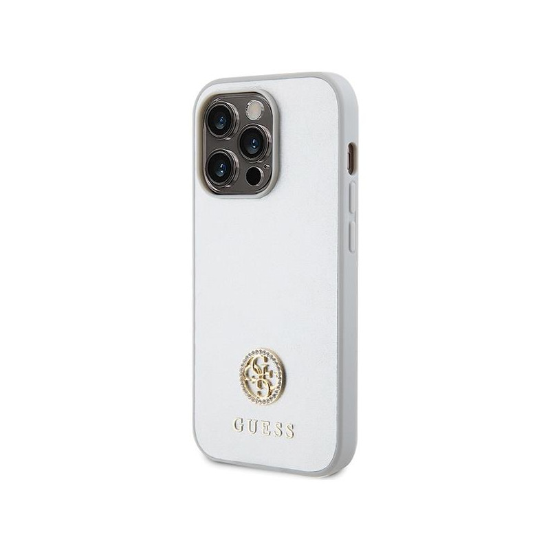 Guess Strass Metal Logo dėklas, skirtas iPhone 15 Pro Max - sidabrinis