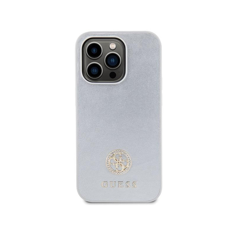 Guess Strass Metal Logo dėklas, skirtas iPhone 15 Pro Max - sidabrinis