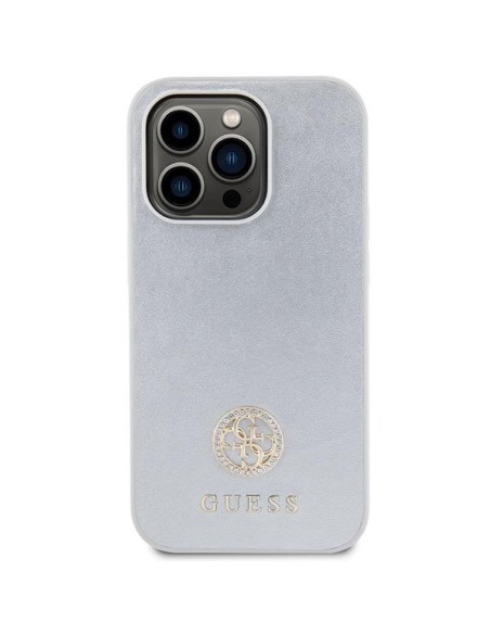 Guess Strass Metal Logo dėklas, skirtas iPhone 15 Pro Max - sidabrinis Guess Strass Metal Logo dėklas, skirtas iPhone 15 Pro Max - sidabrinis