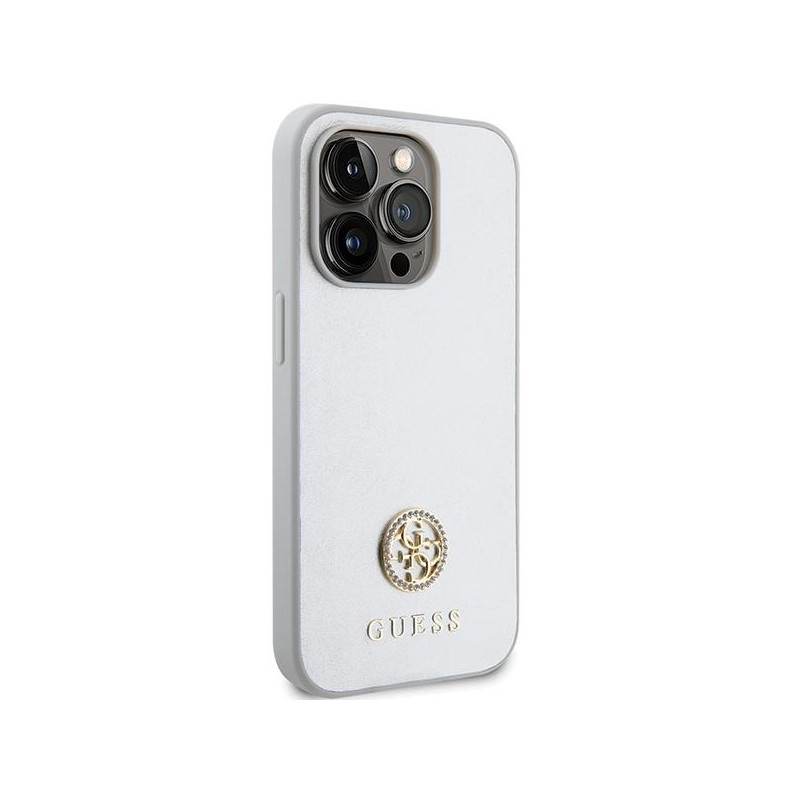Guess Strass Metal Logo dėklas, skirtas iPhone 15 Pro Max - sidabrinis
