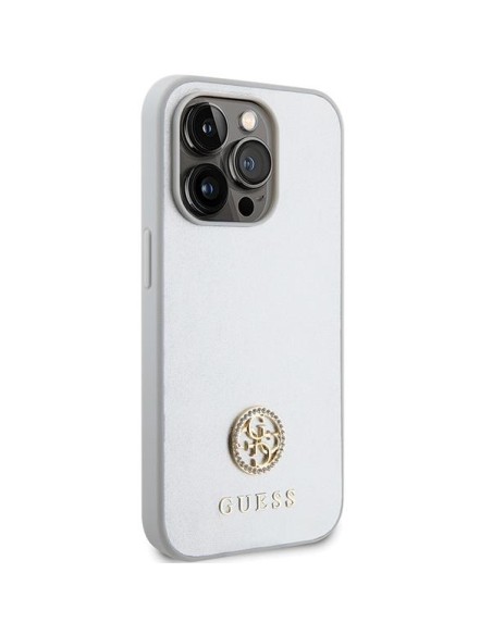 Guess Strass Metal Logo dėklas, skirtas iPhone 15 Pro Max - sidabrinis Guess Strass Metal Logo dėklas, skirtas iPhone 15 Pro Max - sidabrinis