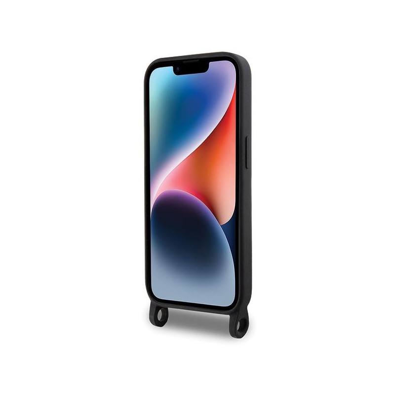 Karl Lagerfeld Crossbody Silicone Ikonik dėklas iPhone 15 Pro - juodas
