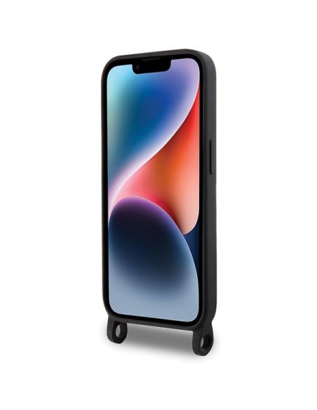 Karl Lagerfeld Crossbody Silicone Ikonik dėklas iPhone 15 Pro - juodas Karl Lagerfeld Crossbody Silicone Ikonik dėklas iPhone 15 Pro - juodas