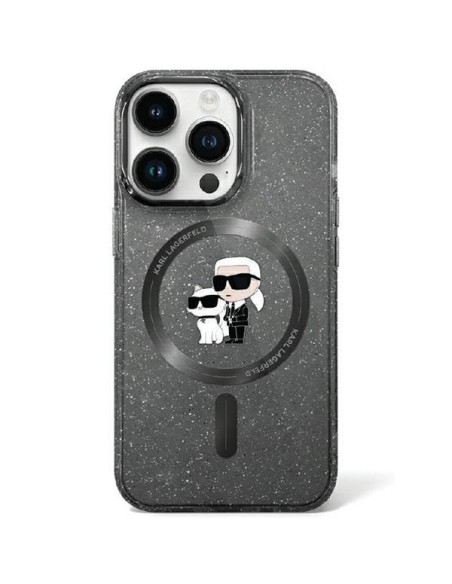 Karl Lagerfeld Karl&Choupette Glitter MagSafe dėklas iPhone 11 / Xr - juodas Karl Lagerfeld Karl&Choupette Glitter MagSafe dėklas iPhone 11 / Xr - juodas