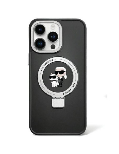 Karl Lagerfeld Ring Stand Karl&Choupette MagSafe dėklas iPhone 13 Pro - juodas Karl Lagerfeld Ring Stand Karl&Choupette MagSafe dėklas iPhone 13 Pro - juodas