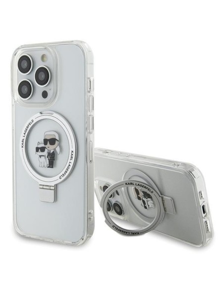 Karl Lagerfeld Ring Stand Karl&Choupette MagSafe dėklas iPhone 14 Pro - baltas Karl Lagerfeld Ring Stand Karl&Choupette MagSafe dėklas iPhone 14 Pro - baltas