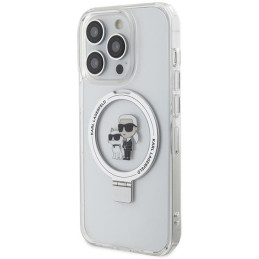 Karl Lagerfeld Ring Stand Karl&Choupette MagSafe dėklas iPhone 14 Pro - baltas
