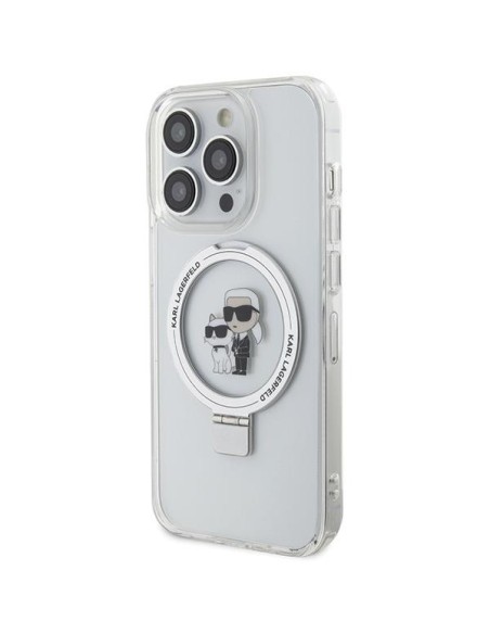 Karl Lagerfeld Ring Stand Karl&Choupette MagSafe dėklas iPhone 14 Pro - baltas Karl Lagerfeld Ring Stand Karl&Choupette MagSafe dėklas iPhone 14 Pro - baltas
