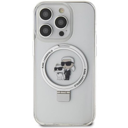 Karl Lagerfeld Ring Stand Karl&Choupette MagSafe dėklas iPhone 14 Pro - baltas