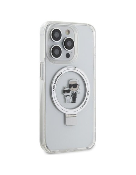 Karl Lagerfeld Ring Stand Karl&Choupette MagSafe dėklas iPhone 14 Pro - baltas Karl Lagerfeld Ring Stand Karl&Choupette MagSafe dėklas iPhone 14 Pro - baltas