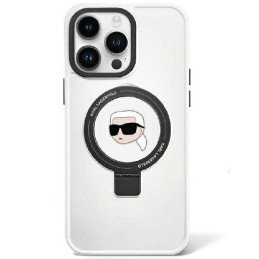 Karl Lagerfeld žiedinis stovas Karl Head MagSafe dėklas iPhone 15 Pro - baltas