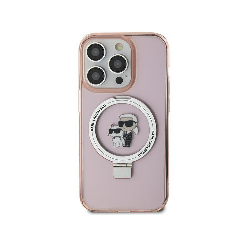 Karl Lagerfeld Ring Stand Karl&Choupette MagSafe dėklas iPhone 15 Plus - rožinis Karl Lagerfeld Ring Stand Karl&Choupette MagSafe dėklas iPhone 15 Plus - rožinis