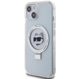 Karl Lagerfeld Ring Stand Choupette Head MagSafe dėklas iPhone 15 - baltas
