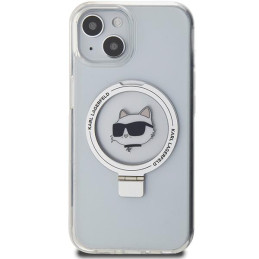 Karl Lagerfeld Ring Stand Choupette Head MagSafe dėklas iPhone 15 - baltas