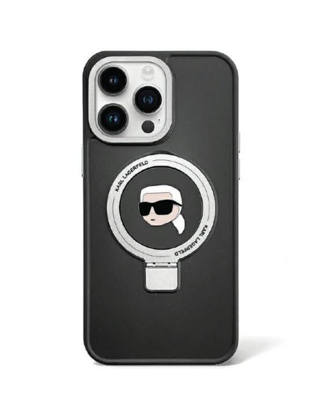 Karl Lagerfeld Ring Stand Karl Head MagSafe dėklas iPhone 15 - juodas Karl Lagerfeld Ring Stand Karl Head MagSafe dėklas iPhone 15 - juodas