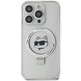Karl Lagerfeld Ring Stand Choupette Head MagSafe dėklas iPhone 15 Pro Max - baltas