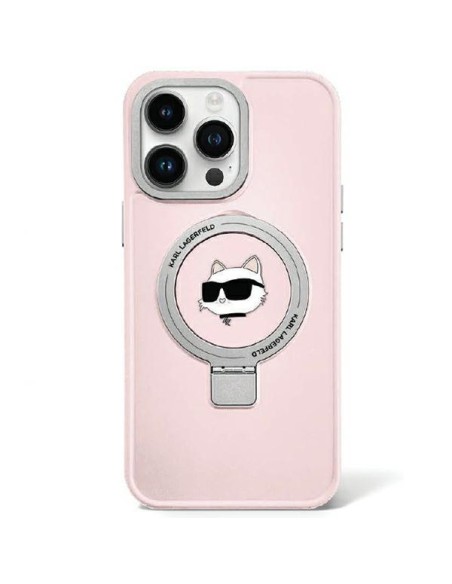 Karl Lagerfeld Ring Stand Choupette Head MagSafe dėklas iPhone 15 Pro Max - rožinis Karl Lagerfeld Ring Stand Choupette Head MagSafe dėklas iPhone 15 Pro Max - rožinis