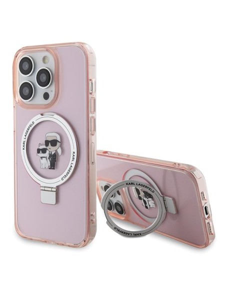 Karl Lagerfeld žiedinis stovas Karl&Choupette MagSafe dėklas iPhone 15 Pro Max - rožinis Karl Lagerfeld žiedinis stovas Karl&Choupette MagSafe dėklas iPhone 15 Pro Max - rožinis