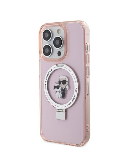 Karl Lagerfeld žiedinis stovas Karl&Choupette MagSafe dėklas iPhone 15 Pro Max - rožinis Karl Lagerfeld žiedinis stovas Karl&Choupette MagSafe dėklas iPhone 15 Pro Max - rožinis