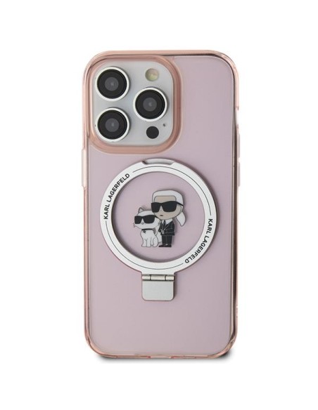 Karl Lagerfeld žiedinis stovas Karl&Choupette MagSafe dėklas iPhone 15 Pro Max - rožinis Karl Lagerfeld žiedinis stovas Karl&Choupette MagSafe dėklas iPhone 15 Pro Max - rožinis