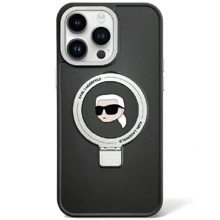 Karl Lagerfeld Ring Stand Karl Head MagSafe dėklas iPhone 15 Pro Max - juodas Karl Lagerfeld Ring Stand Karl Head MagSafe dėklas iPhone 15 Pro Max - juodas