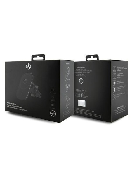 Mercedes Silver Stars MagSafe 15W indukcinis laikiklis prietaisų skydeliui arba langui - juodas Mercedes Silver Stars MagSafe 15W indukcinis laikiklis prietaisų skydeliui arba langui - juodas