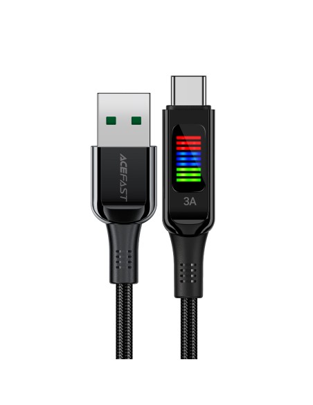 Acefast C7-04 USB-A USB-C 60W 1,2 m laidas su ekranu – juodas Acefast C7-04 USB-A USB-C 60W 1,2 m laidas su ekranu – juodas