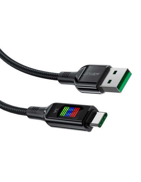 Acefast C7-04 USB-A USB-C 60W 1,2 m laidas su ekranu – juodas Acefast C7-04 USB-A USB-C 60W 1,2 m laidas su ekranu – juodas