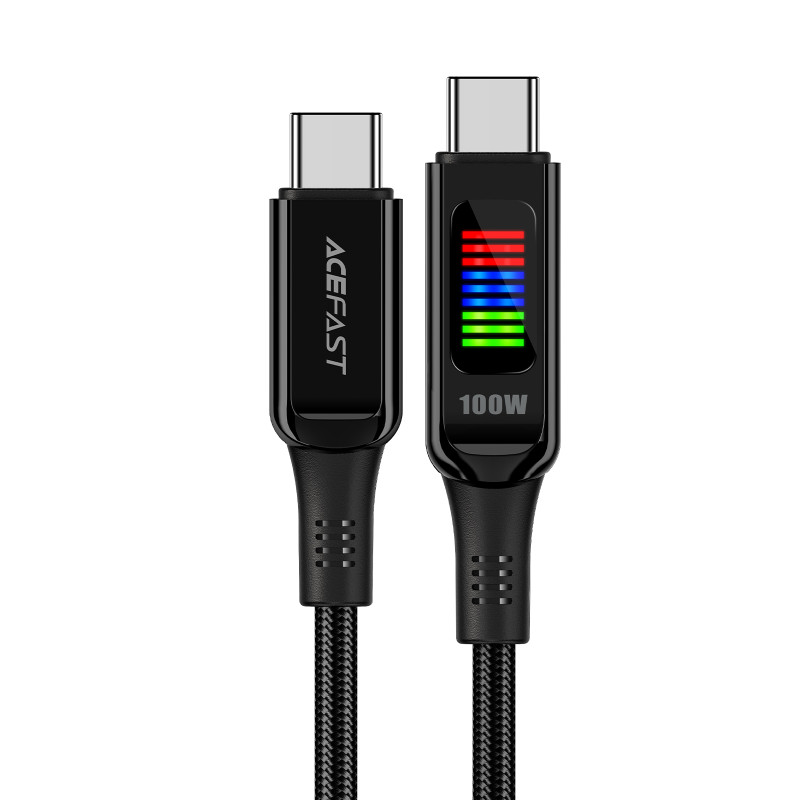 Acefast C7-03 USB-C USB-C 100 W 1,2 m laidas su ekranu – juodas Acefast C7-03 USB-C USB-C 100 W 1,2 m laidas su ekranu – juodas