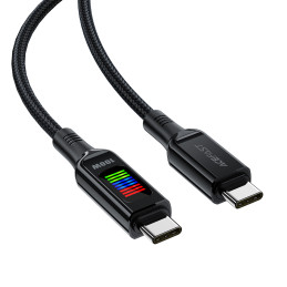 Acefast C7-03 USB-C USB-C 100 W 1,2 m laidas su ekranu – juodas